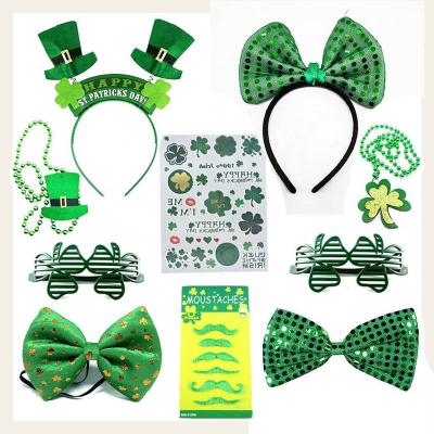 China Cheap Green Plastic+Cloth St Patricks Day Decoration Shamrock Fancy Party Glass Shutter Costume Set for sale