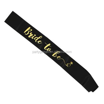 China 2020 Polyester Bridal Shower Bachelor Party Decorations Black Bride To Be Sash for sale