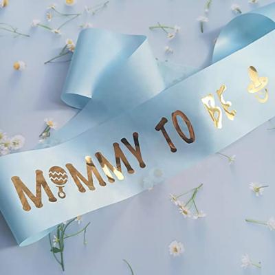 China Satin Gender Reveal Mom To Be Sash Gold Letter Boy Or Girl Sash Baby Shower Decorations Favors Factory Supplies for sale