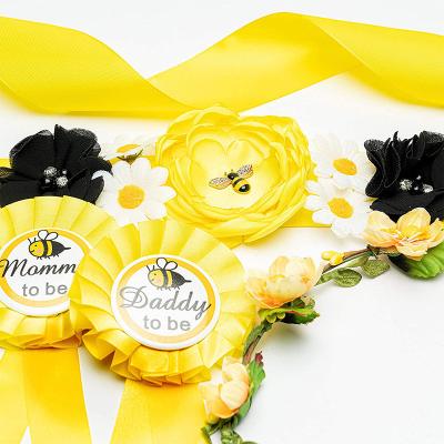 China Maternity Pin Brooch Pin Yellow Flowers Belly Belt Corsage Sash New Mum Bee Party Celebration Maternity To Be Badge For Baby Shower Supplies for sale