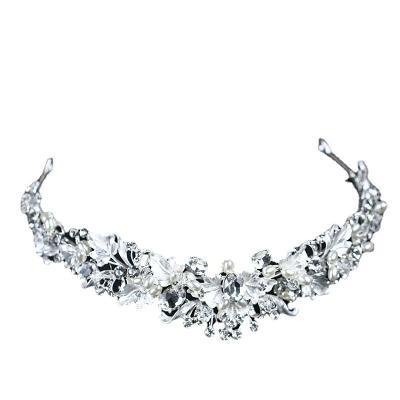 China Hot Selling European and American Style Handcraft the Gold Silver Alloy Rhinestone Headband Crown Decoration and for sale