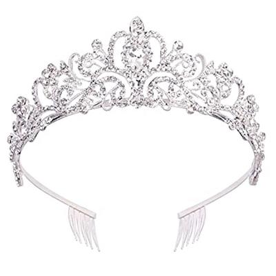 China Hot Sale Alloy Crystal Tiara Crowns For Women Girls Bridal Wedding Birthday Party Princess Crown Silver Tiaras With Combs for sale