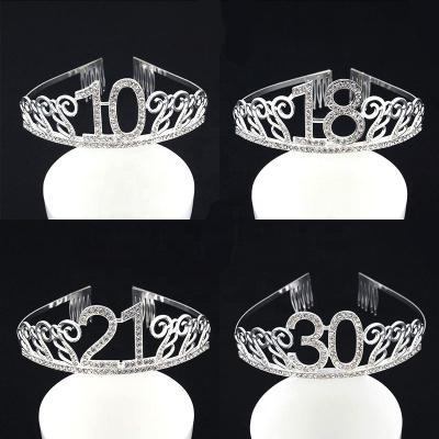 China Silver Copper/Rhinestone Princess Crown Headband Women's Silver Crystal Rhinestones Tiara Anniversary Party Hair Accessories for sale