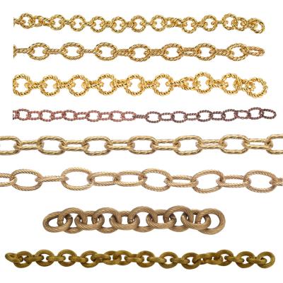 China Gold Anchor Chain Link Brass Chain Twisted Handmade Chain Vintage Supplier For Jewelry Making for sale