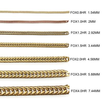 China Vintage 18k Gold Plating Vulpine Necklace Brass Flat Chain For Men And Women Personality Vintage Necklace Fashion Punk Jewelry for sale