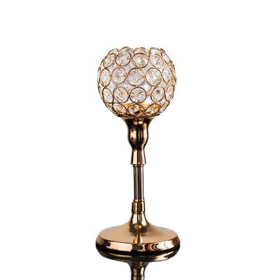 China Home Decoration Candle Holder Sticks, Long Rod Hurricane Tea Light Gold Crystal Candle Holder // for sale