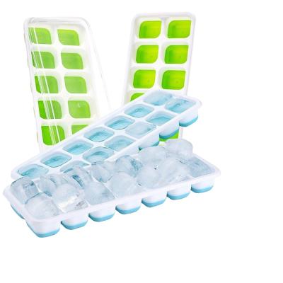 China Flexible Easy-Release Sustainable High Quality Silicone With Lids 14 Ice Cube Tray for sale