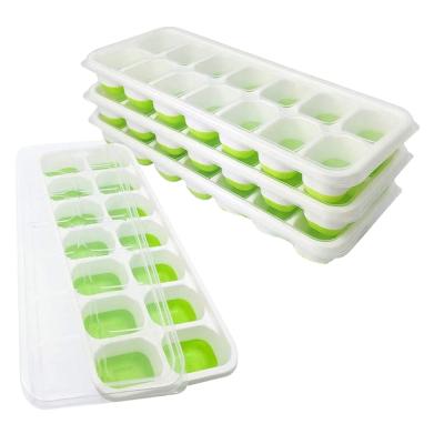 China Viable Factory Wholesale Reusable Flexible Silicone Ice Cube Tray With Lids for sale