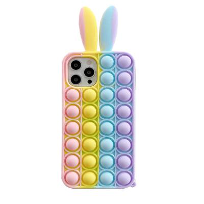 China Anti-Fall Reliver Stress Silicone Poping Push It Bubble Buster Rabbit Phone Case For Iphone 11 12 13 Max Por for sale