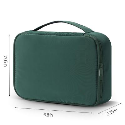 China Double Zipper Risitant Durable High Density Multi Protective Waterproof Travel Polyester Toiletry Cosmetic Bag For Woman for sale