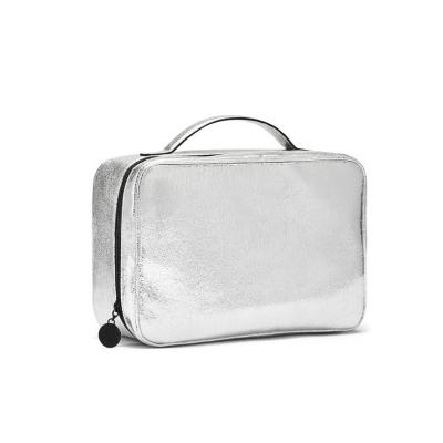 China 2022 New Arrival Fashion Durable Ladies Portable Waterproof Silver Makeup Travel Bag And PU Leather Makeup Tool Bag For Women for sale