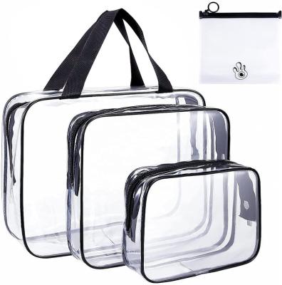 China Durable Clear Toiletry Bag Set Transparent PVC Waterproof Makeup Bags Portable 4 Pack Cosmetic Bag For Travel Vacation Sports Organizer for sale