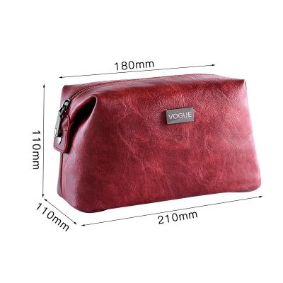 China Wholesale Zipper Toiletry Travel Makeup Bag Durable Custom PU Saffiano Genuine Leather Waterproof Hanging Cosmetic Bag With Logo for sale