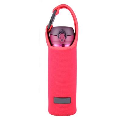 China Custom Logo Neoprene Water Bottle Holder Portable Rubber Pouch SBR Bottle Sleeve Bag Carrier Waterproof With Buckle for sale