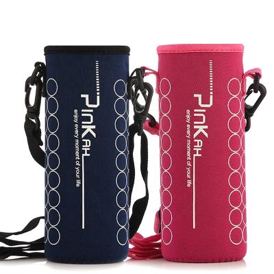 China Waterproof Portable Black Red Red Glass Cup Cover Holder Neoprene Plant Water Bottle Sleeve Drinking Bag With Shoulder Strap for sale