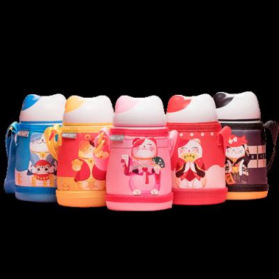 China Custom Cute Kids Waterproof Cartoon Hard Bottom Waterproof Kids Coolers Insulated Water Bottles With Shoulder Strap for sale