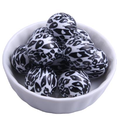 China New Fashion 100pcs Fashion 20mm Solid Leopard Print Bead For Jewelry Making Chunky Necklace Beads Acrylic for sale