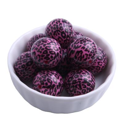 China New Fashion 100pcs Fashion 20mm Solid Leopard Print Bead For Jewelry Necklace Making Acrylic Chunky Beads for sale