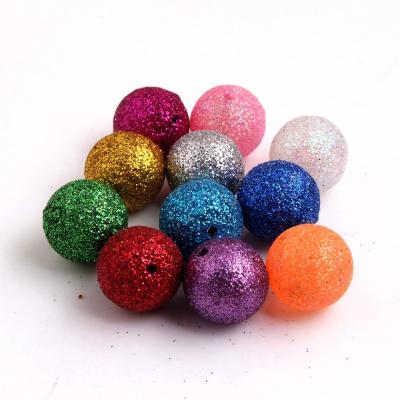 China Wholesale Fashion New Custom Color 100pcs Chunky Glitter Beads For Jewelry Making Shinny 20mm Acrylic Beads for sale