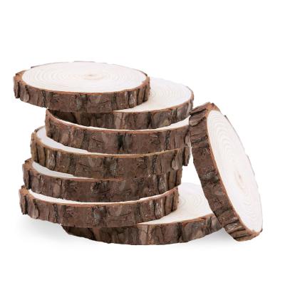 China Europe Wholesale Natural Round Slices Wooden DIY Christmas Ornaments Kids Crafts Wooden Pieces For Crafts for sale