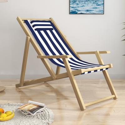 China Portable Customized Logo Printing Cheap Deck Chair Portable Modern Wood Folding Lounger for sale