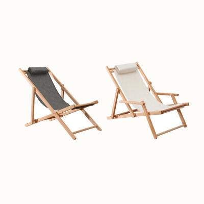 China Portable Customized Logo Printing Wooden Folding Lounge Chair for sale