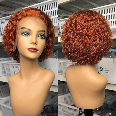 China Other Raw Virgin Indian Pixie Cut Wig Human Hair Pixie Short Curly Bob 99J Burgundy Cuticle Aligned Lace Front Hair Wigs for sale