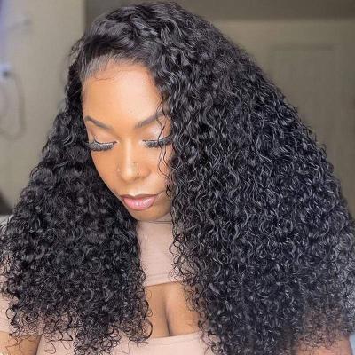 China Jerry Curly Human Hair Wigs 180% Virgin Hair Wig 13x4 Curly Raw Transparent Lace Front Wigs Thick 180% Density for sale