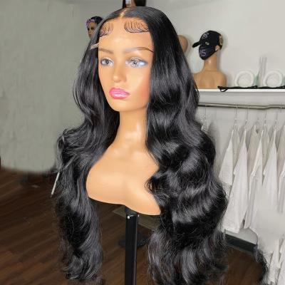 China Brazilian Human Hair Lace Front Wig With Bang 250 Density Wig Wholesale Silky Straight Double Ended Human Hair Pulled Wave Wig for sale