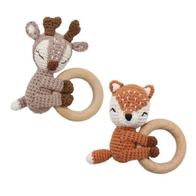 China Eco-Friendly Bracelet Toy Infant Soother Molar Soft Antelope Rattler Teether Rattle Teether Ring Fox Antelope Animal Cartoon Crochet Eco DIY for sale