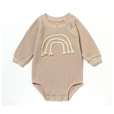 China Baby Boy Girl Rainbow Weave Breathble Long Sleeve Sweater Autumn Overalls Winter Clothes Soft Warm Cozy Rainbow Cotton for sale