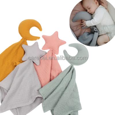 China Baby Muslin Comforter Moon Star Moon Star Baby Muslin Comforter Toy Cuddle Cloth Cotton Towel 100% Cotton Safety Blanket Newborn Anti-Static Attachment Blanket for sale