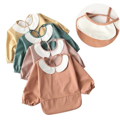 China Fashion Style Toddler Bibs Baby Bibs Washable Collar Shirt Anti Dirty Easy Clean Reverse Dressing Bibs Pan Collar Long Sleeve Waterproof for sale