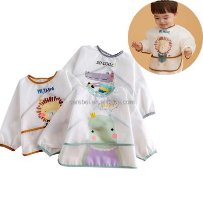 China Pul Cloth Baby Toddler Shirt Infant Waterproof Reusable Neutral Elasticized Lightweight Washable Bibs Feeding Bibs With Sleeves for sale