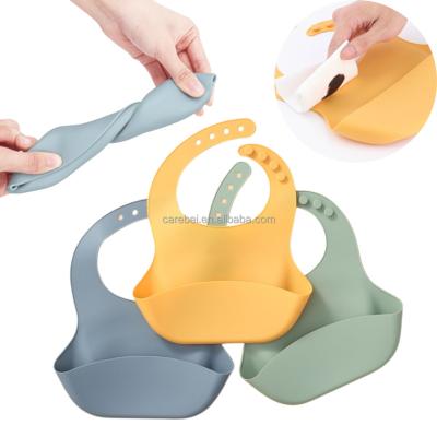 China BPA Free Silicone Washable Waterproof Baby Bib for Babies and Toddlers Travel Adjustable Fit Bibs with Big Pocket for Baby, Boy for sale