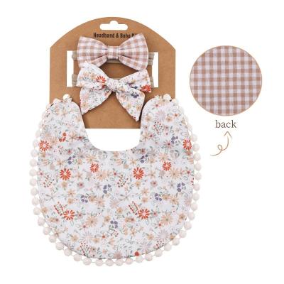 China Newborn Baby 3pcs Cotton Bibs Double Sided Canvas Bandana Washable Floral Tassel Pattern Saliva Towel Burp Cloths Bib Stuff for sale