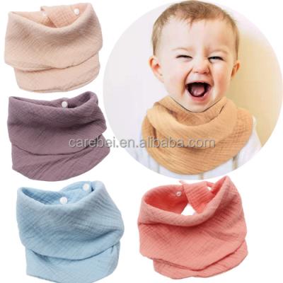 China 3pcs Washable Set Triangle Button Saliva Towels Scarves Adjustable Gauze Soft Toddler Scarf Baby Snap Baby Bibs for sale