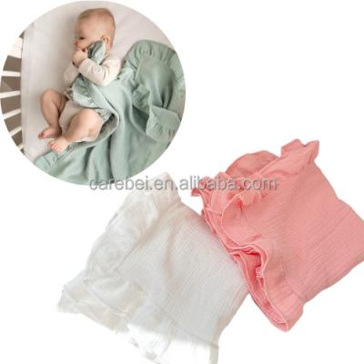 China Crinkle Anti-Static Chat Lotus 100% Organic Cotton Summer Blanket Customized Wrap Plain Wrapping Muslin Blanket With 120x120 Tendrils for sale