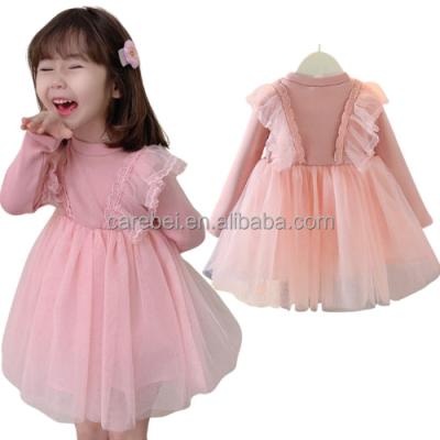 China Phoebe Tile Ebv Princess Long Sleeve Korean Lace Dress Anti-wrinkle Party Cotton Frilling Tutu Dress Sheer White Pink Kids Dresses For Girls for sale