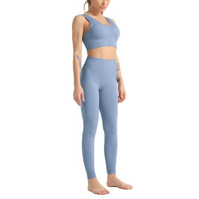 China High Moq Low Waist Yoga Pants Breathable Gym Wear Set Yoga Two Piece Seamless Set Sports Wear Active Fitness for sale