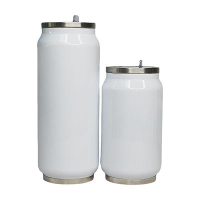 China Modern 12oz 17oz Double Wall Soda Can Tumbler Sublimation Stainless Steel Cola Can With Lid And Straw for sale