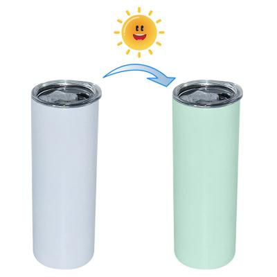 China 20oz Stainless Steel Modern Straight Wall Insulated Double Tumbler Uv Changing Straight Tumbler for sale