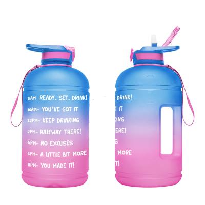 China Viable Custom Logo Fitness BPA Free Bodybuilding Big 1 Gallon Sports Plastic Water Bottle With Straw for sale