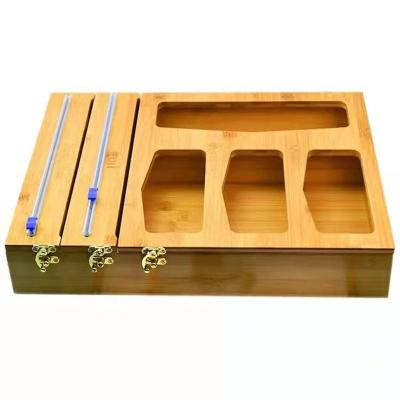 China Viable Hot Selling Wood Baggie Holder Wood Food Drawer Organizer Ziplock Bag Storage Plastic Bag Organizer for sale