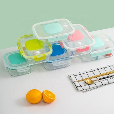 China Freshness Preservation 800ml Bento Box OEM Food Storage Container With Vacuum Sealed Airtight Lid BPA Free 1 Tritan Like Glass With Hand Pump for sale