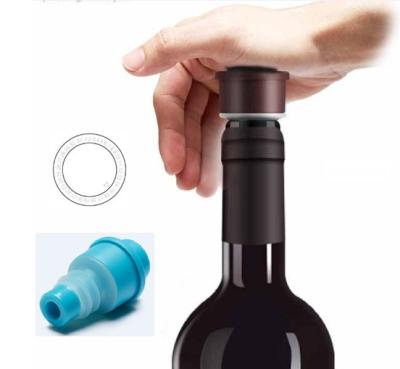 China Push Type Vacuum Wine Stopper Beverage Bottle Seal Food Safety Wine Savor Saver Cork Bottle Hold Wine Preserver Cooler Longer Keeping for sale