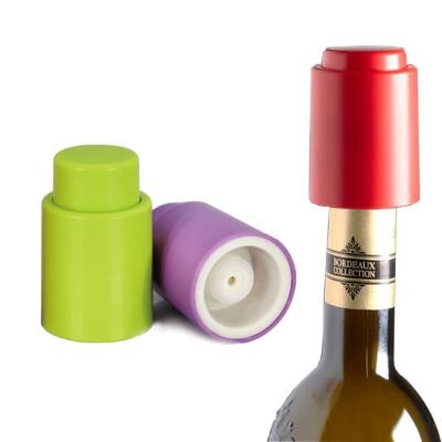 China 2019 Viable Hot Sale Size L Type Plastic Pump Stopper 2-in-1 Vacuum Wine Stopper Beverage Bottle Seal Press Wine Savor Saver for sale