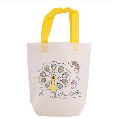 China 100% Eco-friendly cheap ultrasonic kids fun painting non-woven painting diy coloring diy painting bag diy tote bag DIY painting bag for sale