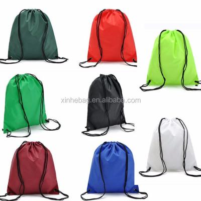 China Fashionable Custom Logo Colorful Polyester 190T Shopping Drawstring Bag / Laundry Foldable Nylon Drawstring Bag for sale