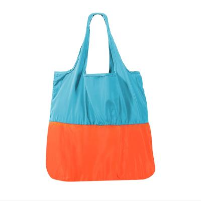 China Large Reusable Polyester Eco-Friendly Supermarket Grocery Portable Polyester Reusable Foldable Shopping Bag With Pocket for sale